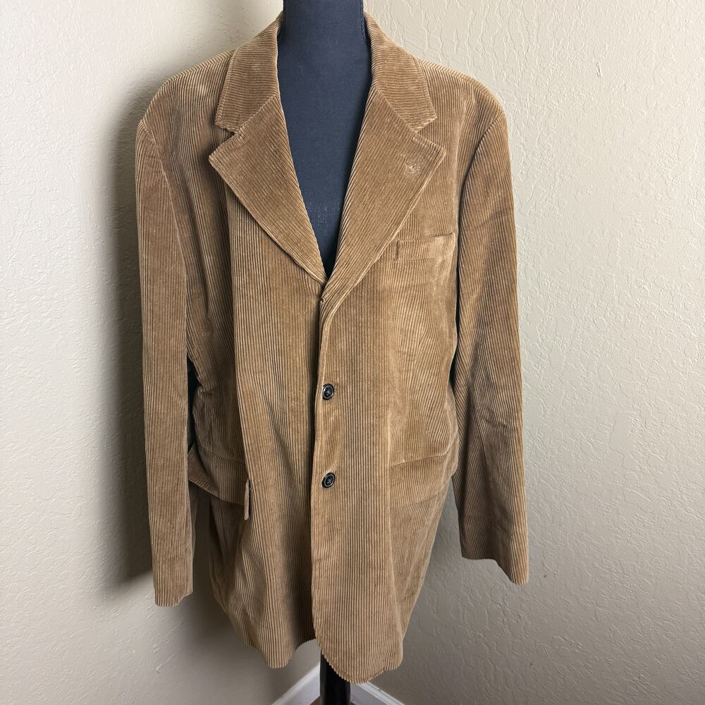 Knightsbridge Men XL Tan Corduroy Sport Coat Blazer Cotton Lined Jacket